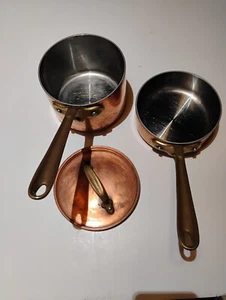 Vintage All-Clad Cop* R *Chef set - copper 2 qt, 1 qt saucepans and lid - Picture 1 of 18