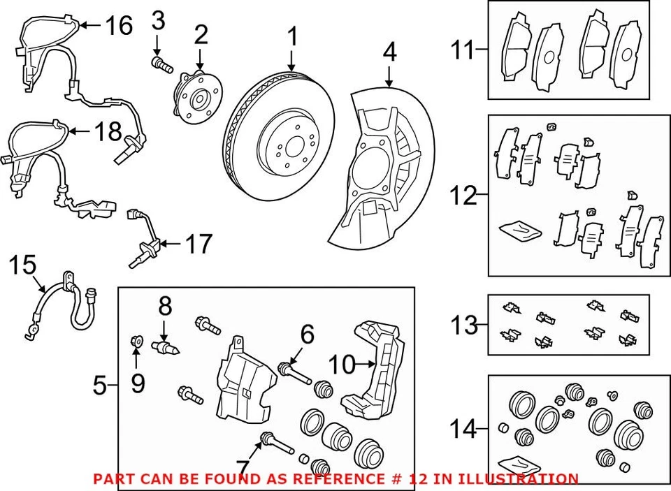Kit de cuña de pastillas de freno de disco delanteras originales OEM para Lexus ES300h ES350 Foto 1 de 1