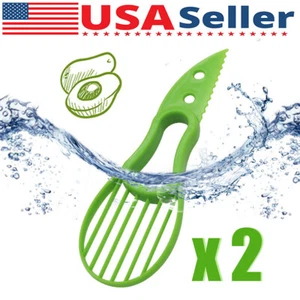 2pcs Avocado Cutter Slicer Kitchen Tool Fruit Peeler Separator Green Corer Knife - Picture 1 of 11