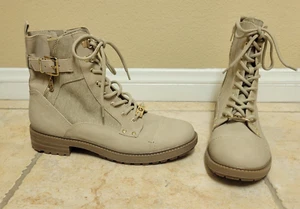 NEW GBG Los Angeles Boots Womens 11 M Gracen 2 Ankle Combat Heels Beige NWOT - Picture 1 of 11