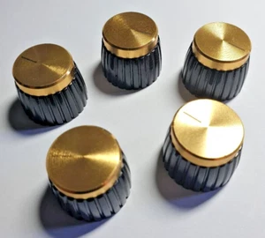 6pcs xPointer/Control Knobs High Quality. Black/Gold Cap Guitar Amps, Marshall - Picture 1 of 3