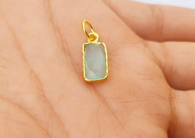 Colgante con dije de aguamarina - Collar con dije de joyería hecha a mano de oro macizo de 18 quilates Foto 1 de 4