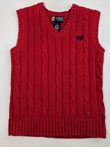 Chaps Boys Sweater Cable Knit Red Pullover V-Neck Vest size 5 - Picture 1 of 5