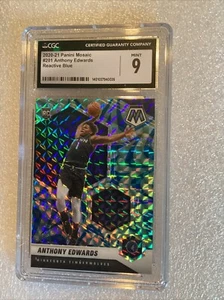 ANTHONY EDWARDS 2020-21 Panini Mosaic Reactive Blue Rookie #201  CGC 9  Mint - Picture 1 of 2