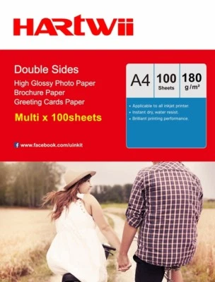 A4 180Gsm Double Sided Photo Paper High Glossy Inkjet Paper Hartwii