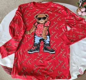 Bailey Apparel Red Long Sleeve Shirt With Teddy Bear Logo Boys Size XL 14/16 - Picture 1 of 3