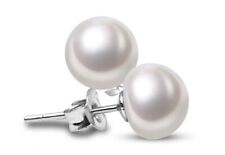 Moodear women’s Classical Freshwater Cultured Button Pearl Dangle Earrings 9mm