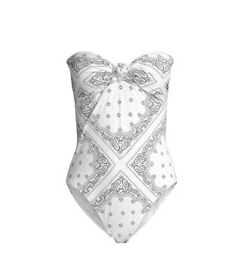 Nuevo con etiquetas Traje de baño de una pieza Tory Burch estampado nudo marfil americano bandeau XS $228 Foto 1 de 4