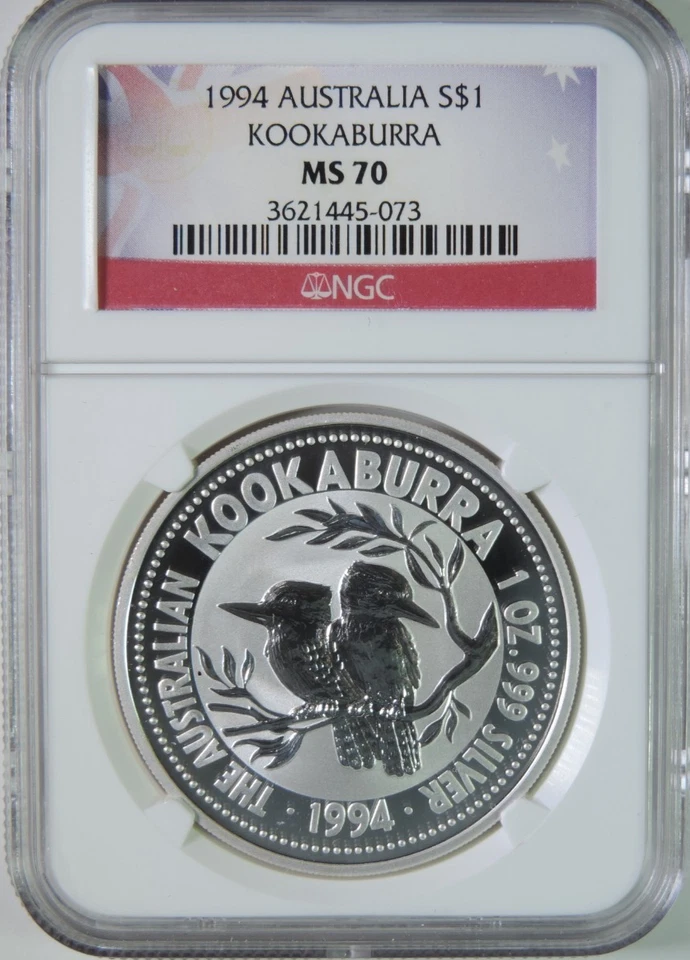 1994 Australia Kookaburra 1oz .999 Silver $1 Coin NGC MS70 - Image 1 of 4