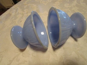 Vintage Jeannette Glas 2 Kirschblüten Delphinblau Sherbet Champagner 30er Jahre - Bild 1 von 11