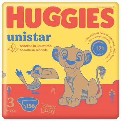Huggies Pannolini Unistar Taglia 3 Mega Pack da 156 pannolini - Immagine 1 di 4