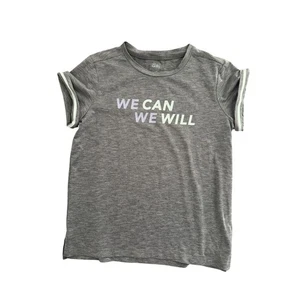 Athleta Girl "We Can We Will" Activewear T-Shirt Gray Girls Size L/12 - Picture 1 of 5