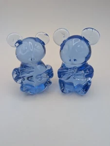 Pair of Blue Glass Bears United States Commemorative Fine Art Gallery, Hand Made - Picture 1 of 9