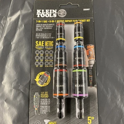 Klein Tools 7 In 1 SAE + 6 IN 1 metric Impact Flip Socket Set  32933KIT - Image 1 of 4
