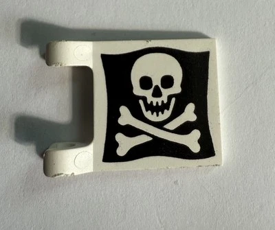 Piezas Lego: Placa Bandera Pirata 2x2 Impresa Blanco y Negro con Clips Foto 1 de 2
