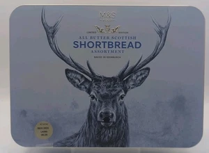 M&S MNS Biscuits Scottish Shortbread All Butter Tin Stag Scotland Out of Date ⭐ - Picture 1 of 5