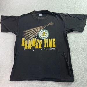 1990 Vintage Hammer Time Oakland Athletics T-Shirt L Single Stitch Salem Sports - Picture 1 of 12