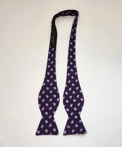 John W. Nordstrom 100% Silk Bowtie Bow Tie Purple Paisley Made in USA - Picture 1 of 9
