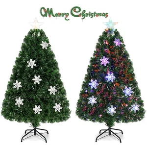 Albero di Natale Artificiale 4' Pre-Lit Luci Multicolore Fibra Ottica con - Foto 1 di 10
