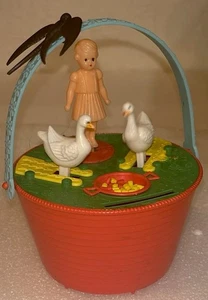 Rare Vintage Chickens Pecking Grain Plastic Bank Birds Moving CC Italy Toy - Bild 1 von 10