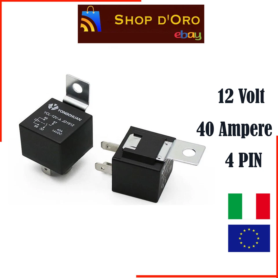 Relè Relay 12V 40A 4 PIN AUTO CAMION frecce moto barca 4vie normalmente aperto - Immagine 1 di 1