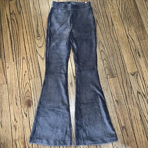 Pantalone Aerie nuovo con etichetta velluto a coste gamba svasata elasticizzato grigio donna XS pull on elastico in vita - Foto 1 di 7