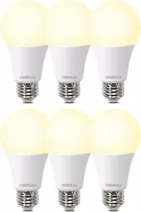 A19 LED Light Bulbs100W Equivalent 2700K Warm White 6 Pack E26 Base Non Dimmable - Picture 1 of 12