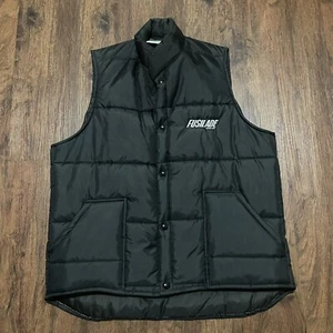 Chaleco acolchado de nailon negro vintage talla grande botón a presión fusilada herbicida - Imagen 1 de 8