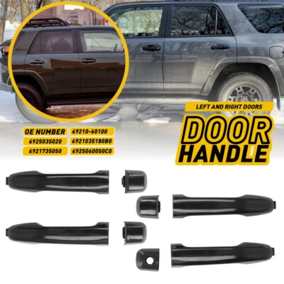 Cubierta de manija de puerta negra mate para Toyota 2010-2023 4Runner sin cerraduras inteligentes Foto 1 de 4