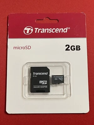 Transcend 2GB microSD Card with SD Adapter - TS2GUSD - Brand New! - Image 1 of 2