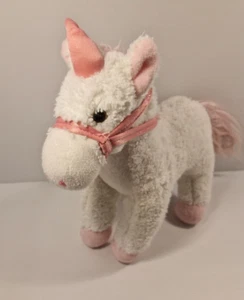 Elka Standing Unicorn Plush Toy Pink & White Cuddly Soft 36cm - Picture 1 of 7