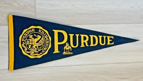 Vintage 1960s-70s Purdue Boilermakers Full-Size Thick Flannel Felt Pennant Cover