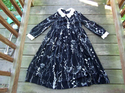 Sopa de chocolate floral blanco negro vestido de fiesta niñas 8 modesto victoriano Foto 1 de 4