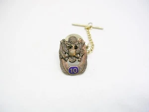 Vintage Tie Tack USAF Tie Pin with chain 10 Years Award Lapel Pin US Air Force - Picture 1 of 3
