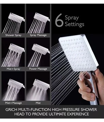 Cabezal de Ducha de Alta Presión con Portátil, 6 Modos de Pulverización/Ajustes Desmontables Sh... Foto 1 de 4