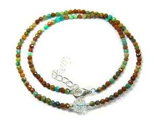 Natural Turquoise Chain 925 Silver Faceted Balls Ø0 1/8in With Bergkristallperl - Picture 1 of 4