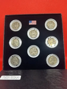 1940/1945 Wartime Nickels Silver 8coin Set With Display Case ๐บ๐ธ๐ฏโจ - Picture 1 of 7