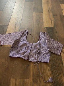 Lavender Printed Silk Full Stitched Blouse Size 36/38/40 - Picture 1 of 2