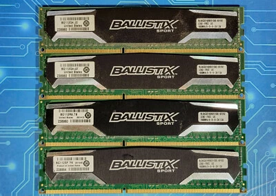 16GB (4x4GB) PC3-12800u DDR3-1600MHz 2Rx8 Non-ECC Crucial BLS4G3D1609DS1S00.16FE - Image 1 of 2