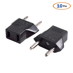 US USA to EU Euro Europe Power Jack Wall Plug Converter Travel Adapter 10 Pcs - Picture 1 of 5