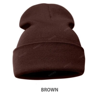 Cuff Beanie Hat Plain Knit Winter Cap Slouchy Skully Ski Warm Men Women Solid CF - Image 1 of 4