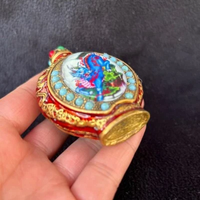 Botella de tabaco china con adornos antiguos para colección con incrustaciones pintadas noctilucente Foto 1 de 4