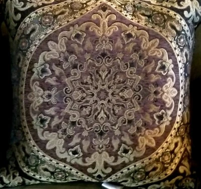 NWOT J. Queen New York JORDAN Chocolate/Black/Gold Damask 18" Sq Boudoir Pillow - Image 1 of 4