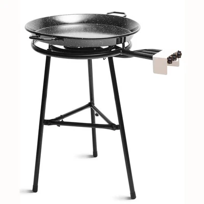 Set Paella-Dreifach Gasbrenner 60-40-20cm +Paella Pfanne 65cm +3 Beine Stand   B - Bild 1 von 2