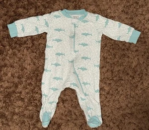 Carter’s Child of Mine Baby Boys Shark Footie Sleep N Play - Size 3–6 Months - Picture 1 of 10