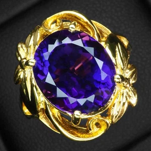 24K Gold 925 Sterling Silber Ringe Radiant Indigo Violet Amethyst 6,70Ct Größe 8 - Bild 1 von 9