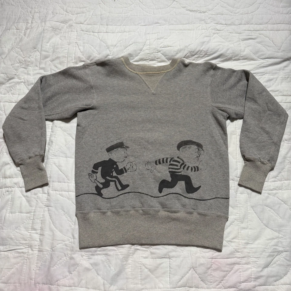 Warehouse Japan Double V Crewneck Sweatshirt Cotton Freedom Sleeves Size 38 - Image 1 of 4