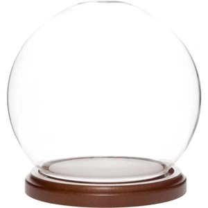 Plymor 5 inch x 6 inch Glass Display Dome Globe Cloche (Dark Wood Base) - Picture 1 of 3