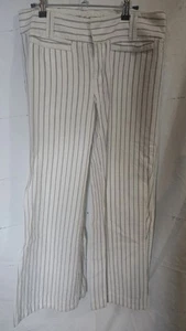Old Navy Women's Gray/White Striped High Rise Wide Leg Linen Pants, Size 8 - Picture 1 of 6