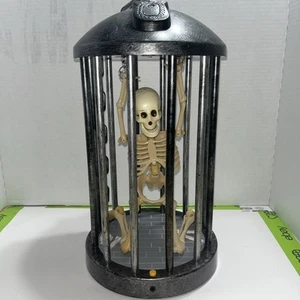 Gemmy Halloween Animated Skeleton In A Cage Motion Activated TESTED AND Works - Picture 1 of 6